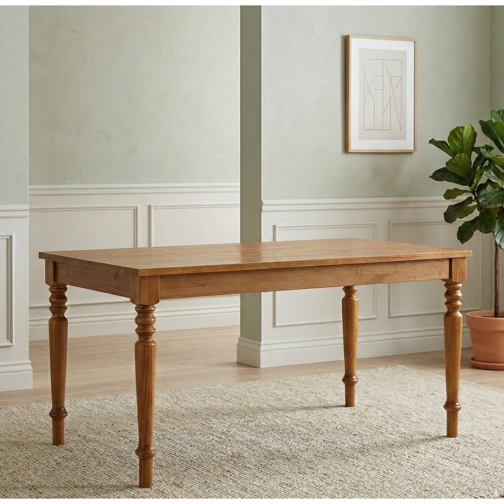 Mesa de Jantar 6 Lugares Madeira Maciça 160cm Amarílis Marrom/Mel Mel