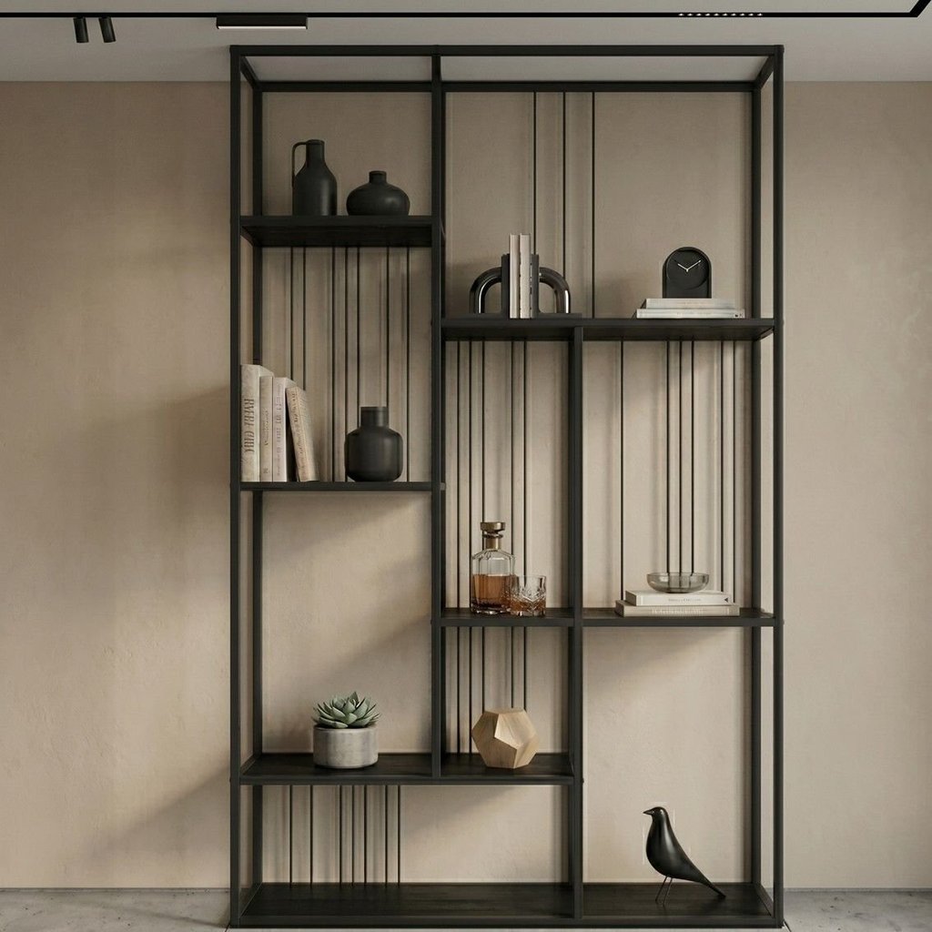 Estante de Livros Industrial Aço 122CMX202CM 5 Prateleiras Málaga Yescasa Preto Preto