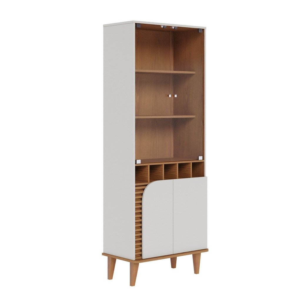 Conjunto Cristaleira 2 Portas de Vidro Jurerê e Buffet para Sala de Jantar 3 Portas Jurerê Branco/Off White · foto 2