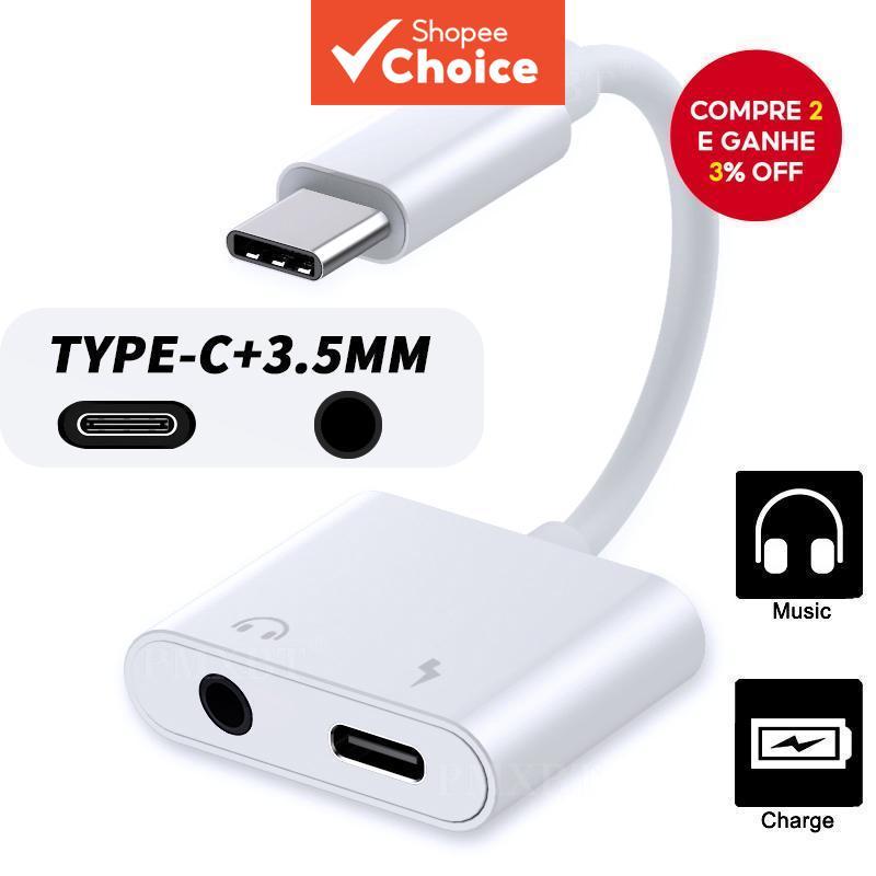 Adaptador De Áudio 2 Em 1 Adaptadores De Fone De Ouvido Duplo L USB-C Para Cabo Auxiliar De Carregamento Tipo De 3.5 Mm 