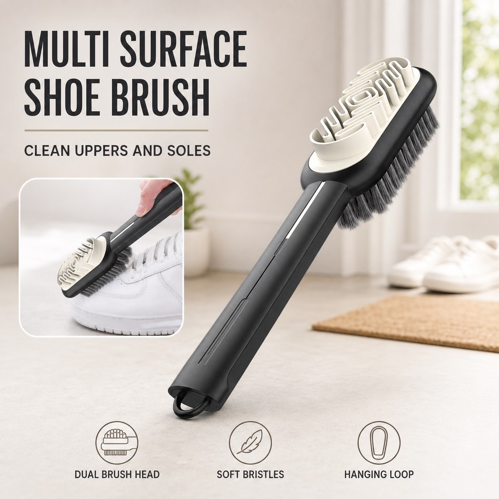 Escova De Limpeza De Sapatos Cerdas Macias Cabo Ergonômico Ferramenta De Cuidados Com De Múltiplas Superfícies Para Têni