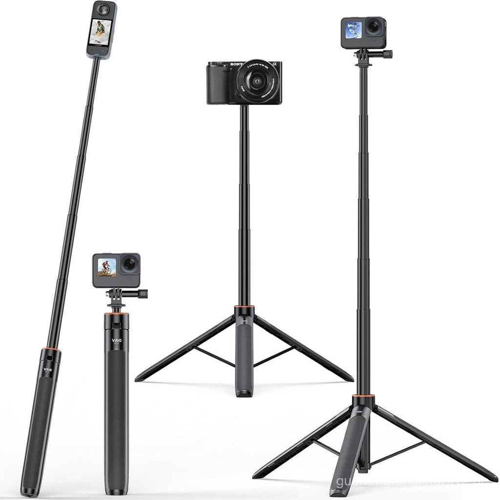 Bastão de Selfie Extensível VRIG com Tripé para GoPro Max Hero 10 9 8 7 6 5 4, DJI Osmo Action, Insta 360 One R e Mais C