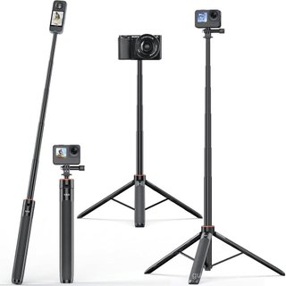 Bastão de Selfie Extensível VRIG com Tripé para GoPro Max Hero 10 9 8 7 6 5 4, DJI Osmo Action, Insta 360 One R e Mais C