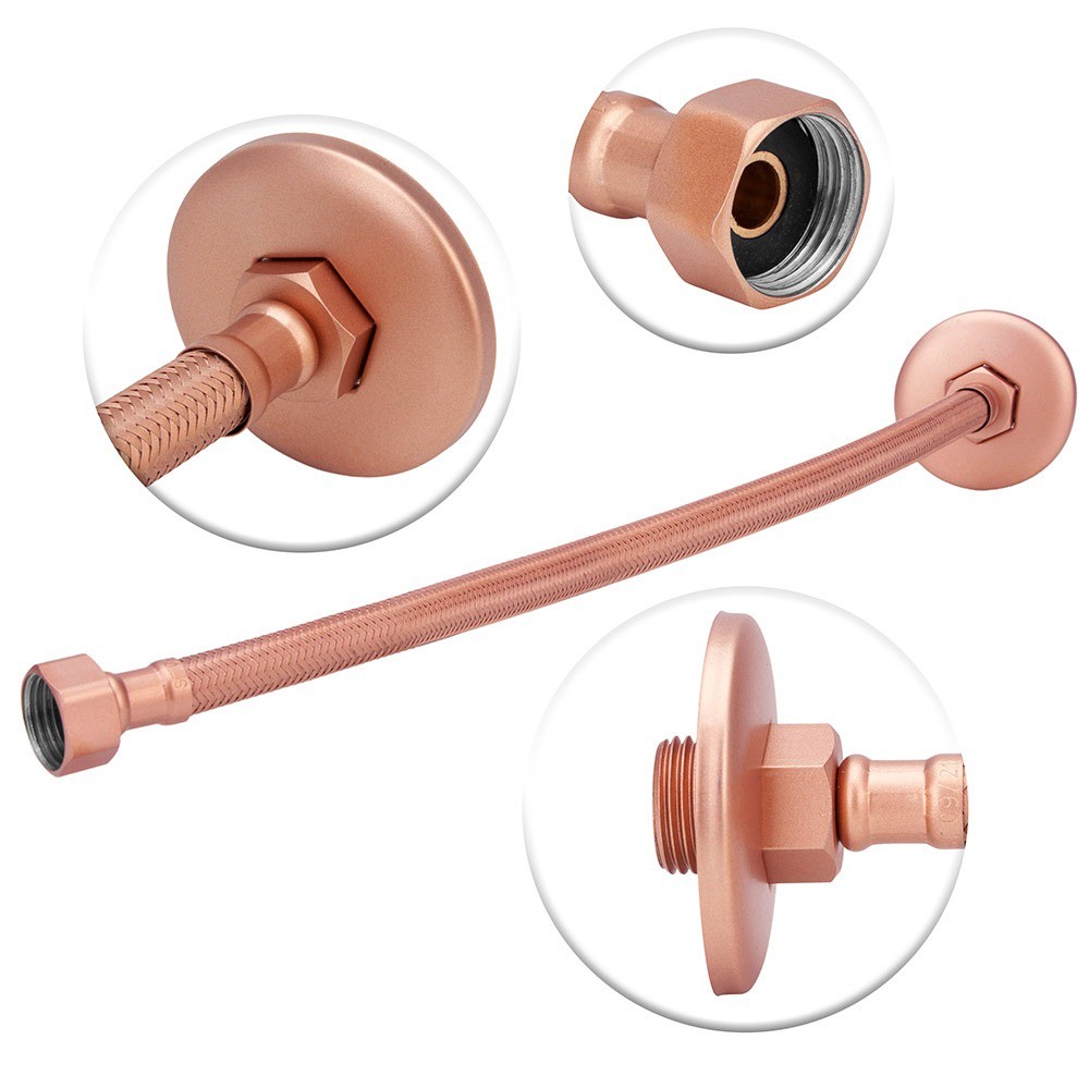 Engate Mangueira Flexível Rose Trançado Aço Inox 60cm Agua Conexao