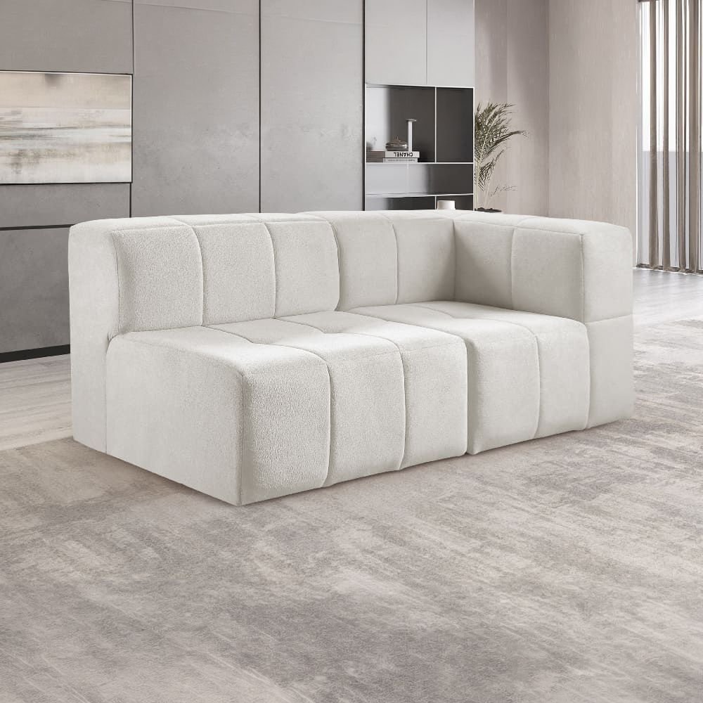 Sofá Modular 2 Lugares Bouclé Bege Nude Nude