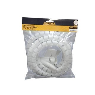 Organizador Fios Cabos Aplicador 20mmx2m Branco Auto Adesivo Flexivel Duravel Facil Instalar