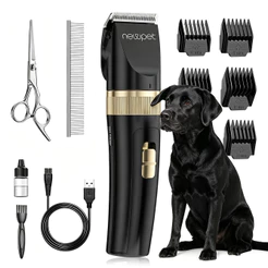 Newpet Kit Máquina Para Tosar Pet + Tesoura + Pente + Máquina Profissional 11 Peças Corte de Pelos Pet bivolt