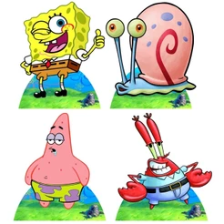 bob esponja kit 4 peças de 20cm display de festa em mdf