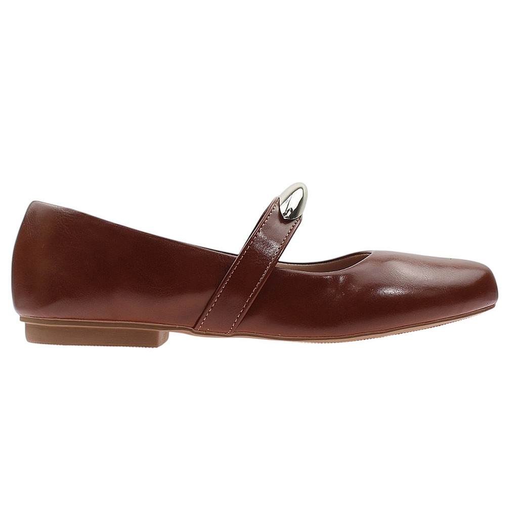 Sapatilha Feminina Mary Jane com Fivela Metalizada Confortável Casual Elegante para Trabalho e Dia a Dia