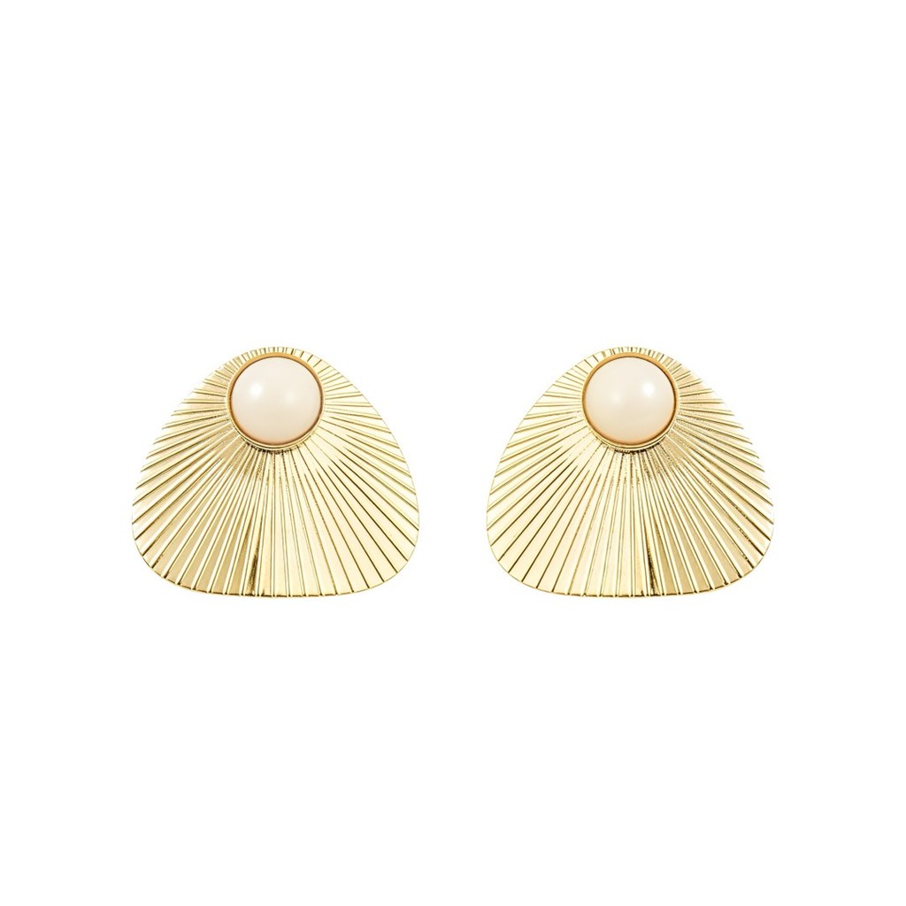 BRINCO LOSANGO OLGA OFF WHITE FOLHEADO A OURO 18K