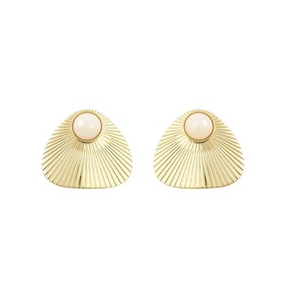BRINCO LOSANGO OLGA OFF WHITE FOLHEADO A OURO 18K