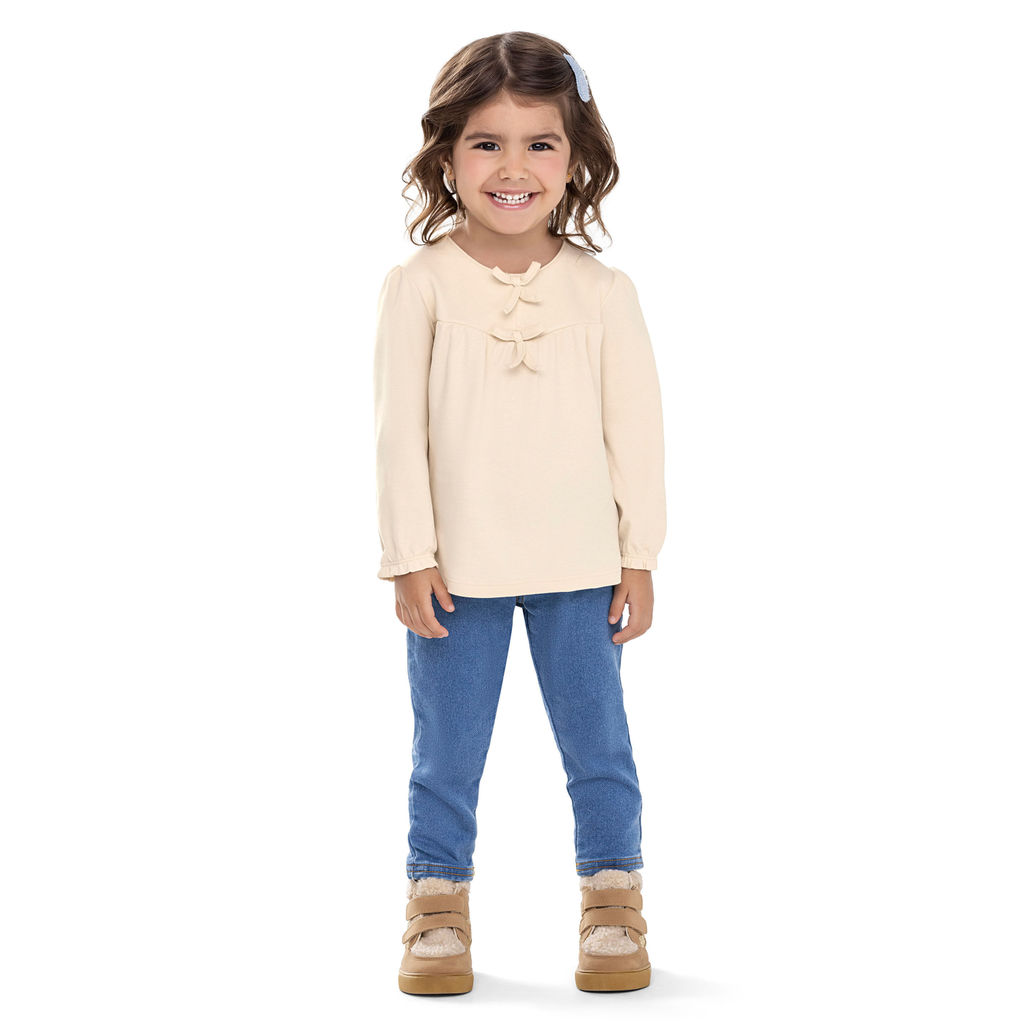 Calça Infantil Menina Moletom Jeans Colorittá Azul