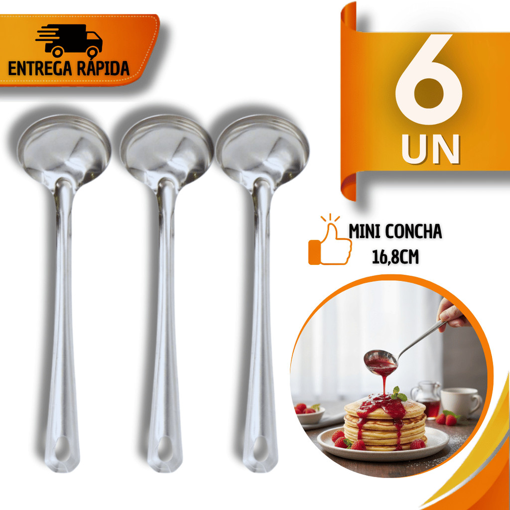 Utilidade Mini Concha Aço Inox 16,8Cm Ideal Molhos Coberturas Caldas Cozinha Confeitarias Buffet Utensílios