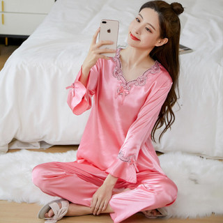 2026 pijamas de seda gelo feminino coreano imitação de seda tamanho grande pijamas soltos femininos Loungewear