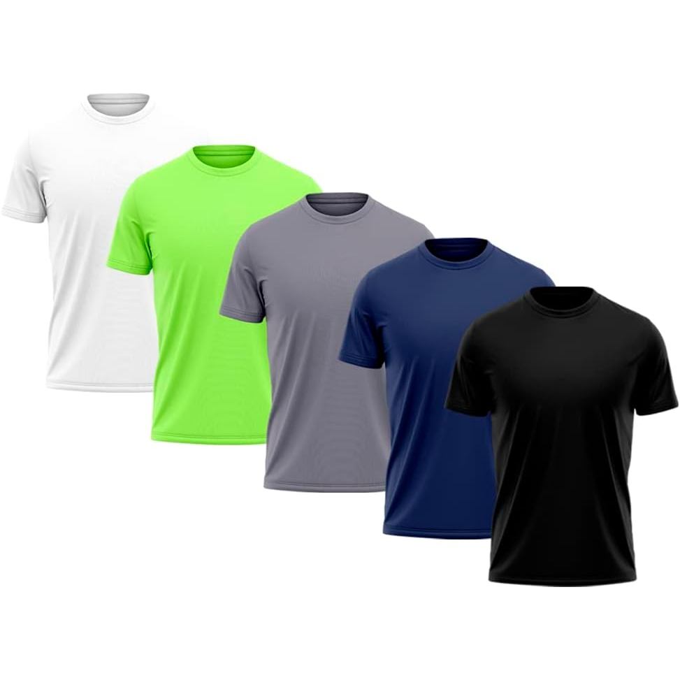 Kit 5 Peças de Camisetas Masculinas Dry Fit Manga Curta Academia Treino Caminhada Esporte Praia