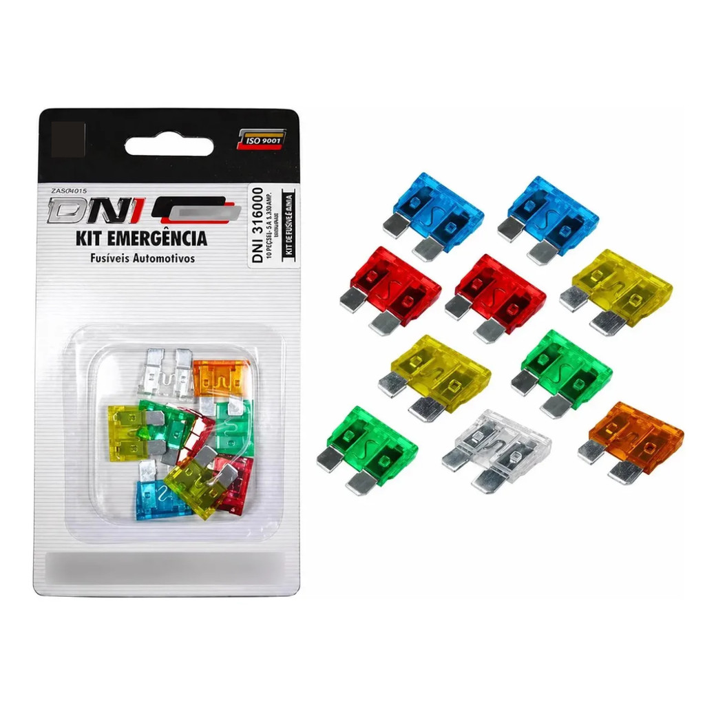 Kit 10 Fusivel Lamina Universal Automotivo 10a 15a 20a 30a 25a 40a DNI