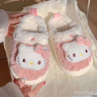 Sapatos de Algodão Hello Kitty da Sanrio do Japão Sapatos de Inverno Femininos Antiderrapantes
