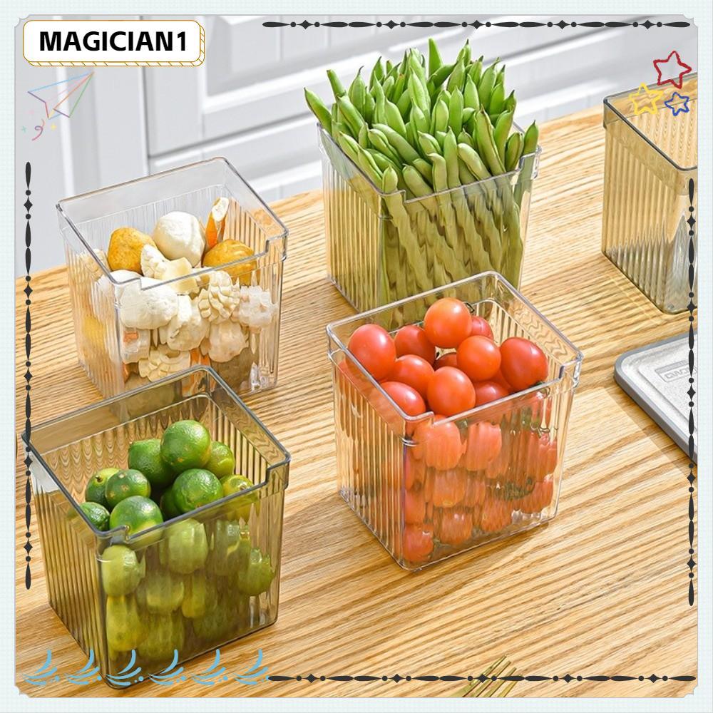 Caixa De Armazenamento De Geladeira MAGICIAN , Organizador Transparente De Plástico , Recipiente De Cozinha Multiuso