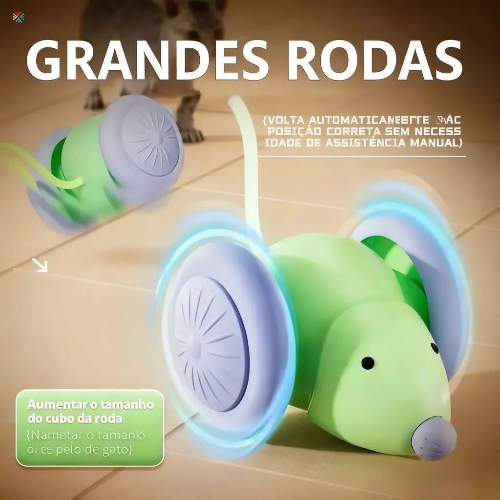 Brinquedo para Gatos - Rato USB Recarregável, Movimentos Imprevisíveis, Antiderrapante