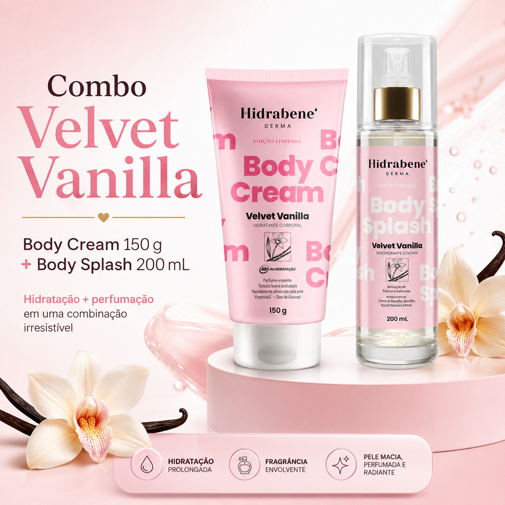 Kit Hidrabene Derma Body Cream + Body Splash Vanilla