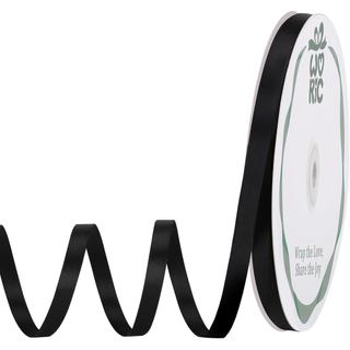 woric Fita Dupla Face Preta de 60 Jardas, 1/4 de Polegada, Fita de Cetim Fina, Laços Pretos para Balões, Bolos, Cabelo, 