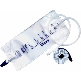 Bolsa de Drenagem de Urina Lifevv 600 ML, Drenagem com Bolsa Transparente, Bolsa de Nefrostomia, com Tubo de Silicone de