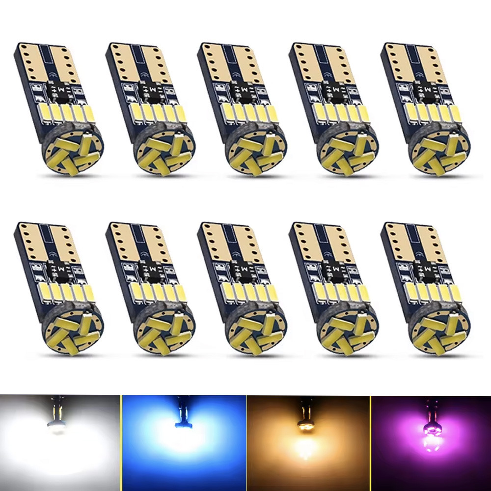 10 Unidades T10 W5W Carro LED Lâmpada De Sinalização Canbus 194 4014 SMD Lâmpadas Sem Erros Auto Cunha Luz Interior 6000
