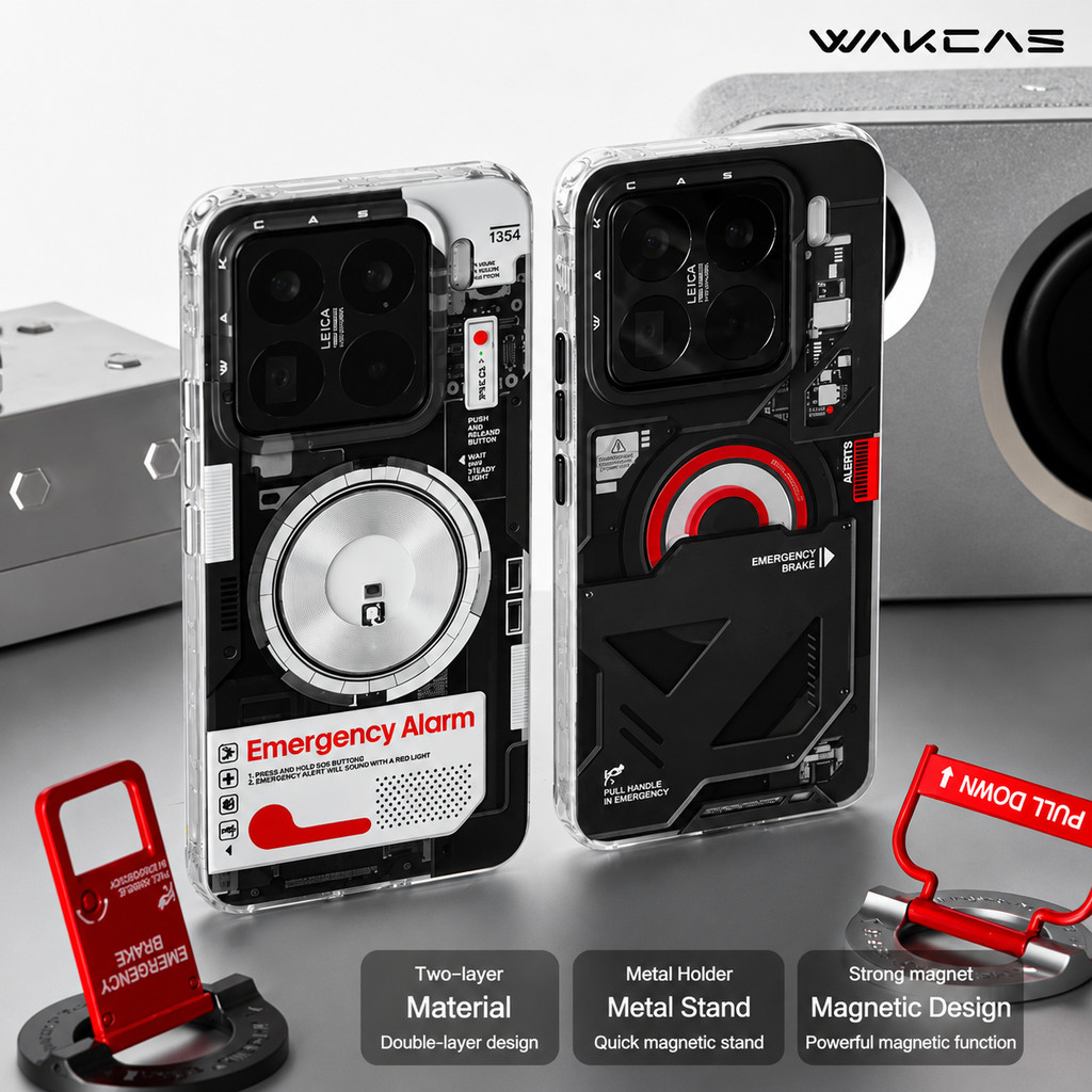 Capa WAKCAS Xiaomi 17 Mecânica/15/14 Magnética Transparente Mecânico Design De T