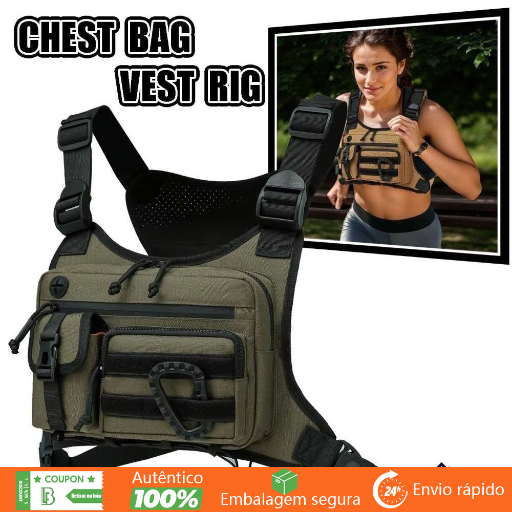 Bolsa Peitoral Tática Masculina Chest Rig Multifuncional Leve Ajustável Para Uso Outdoor