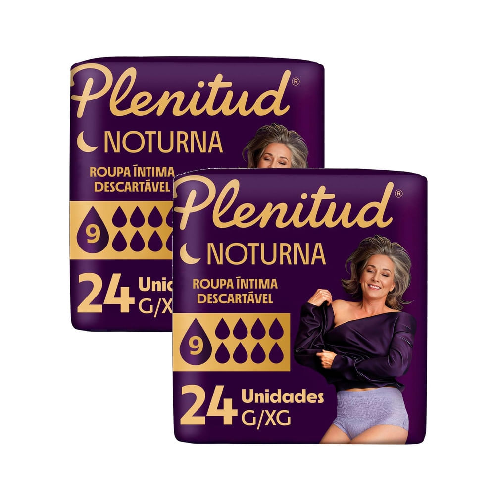 Kit 2 Roupa Íntima Plenitud Noturna Unissex Tamanho G/XG 24 Unidades Descartável Leve Mais Por Menos