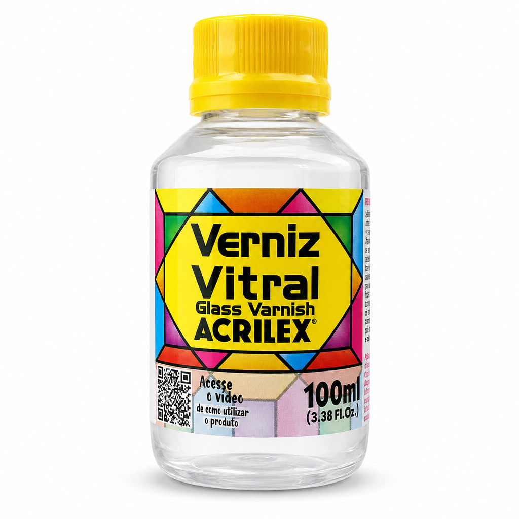 Verniz Vitral Acrilex 100ml Para Artesanato Vidro Espelho Cerâmica Madeira E Metal