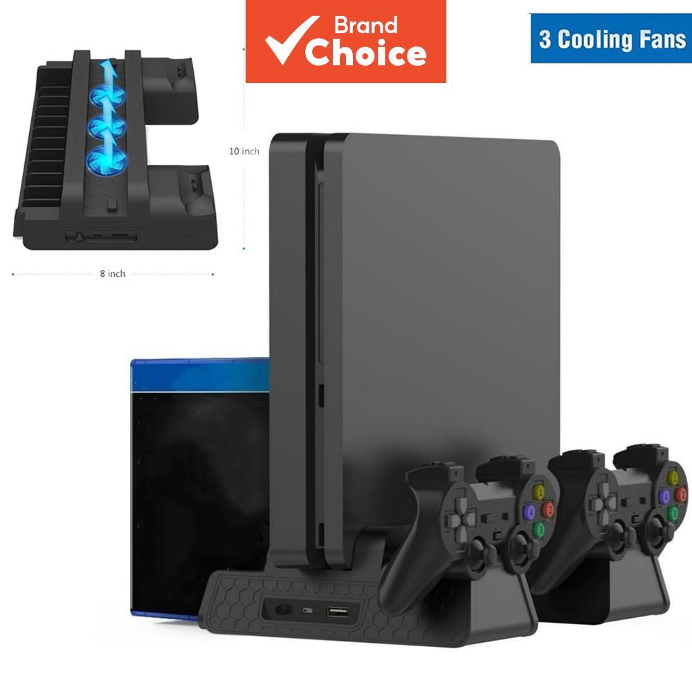 DOBE Suporte Carregador e Resfriador para PS4/Slim/Pro, Estação Dupla para Carregar Controles, Armazenamento de Jogos
