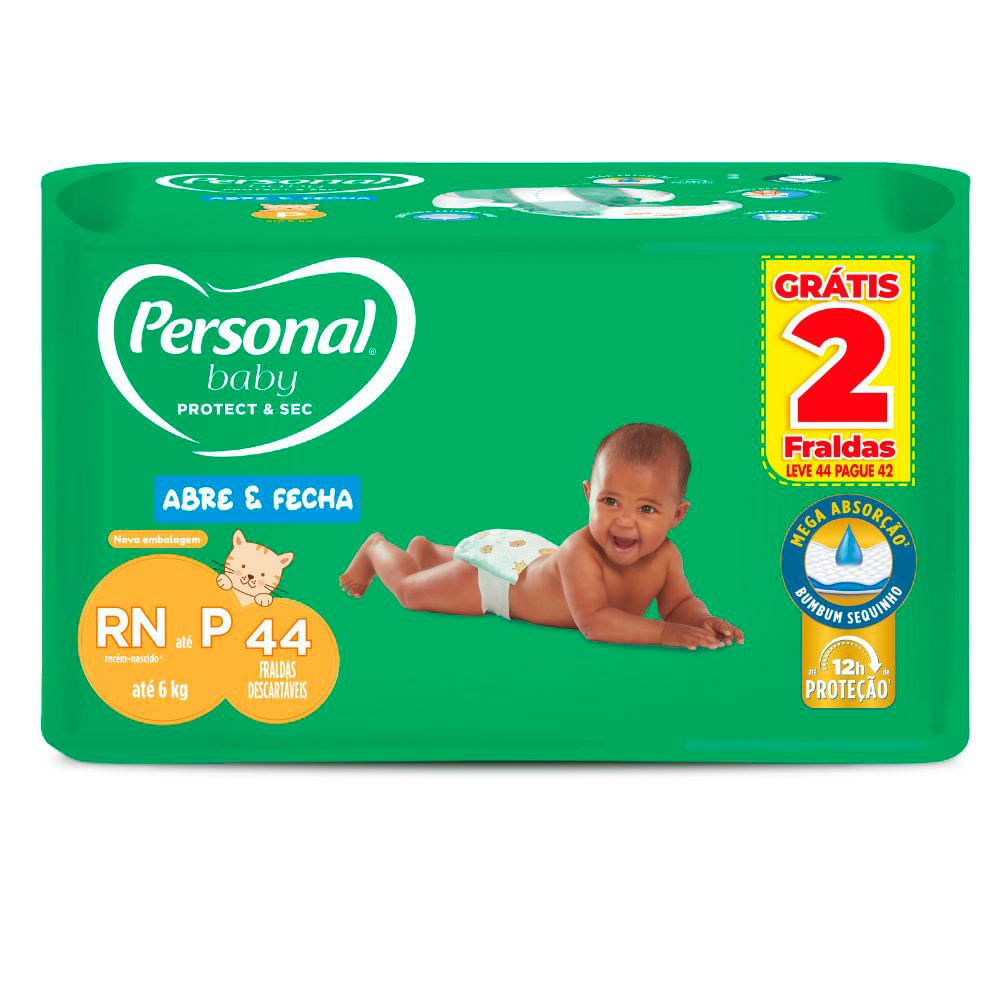 Imagem Fralda Personal Baby Protect & Sec Tamanho P 44 Fraldas Descartáveis