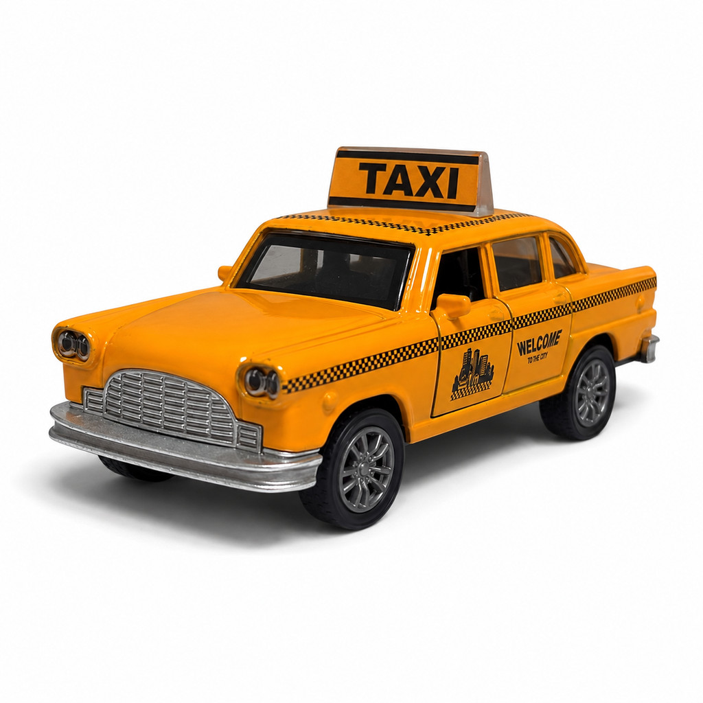 Carrinho de Ferro Miniatura Taxi Antigo Metal Abre A Porta 12CM