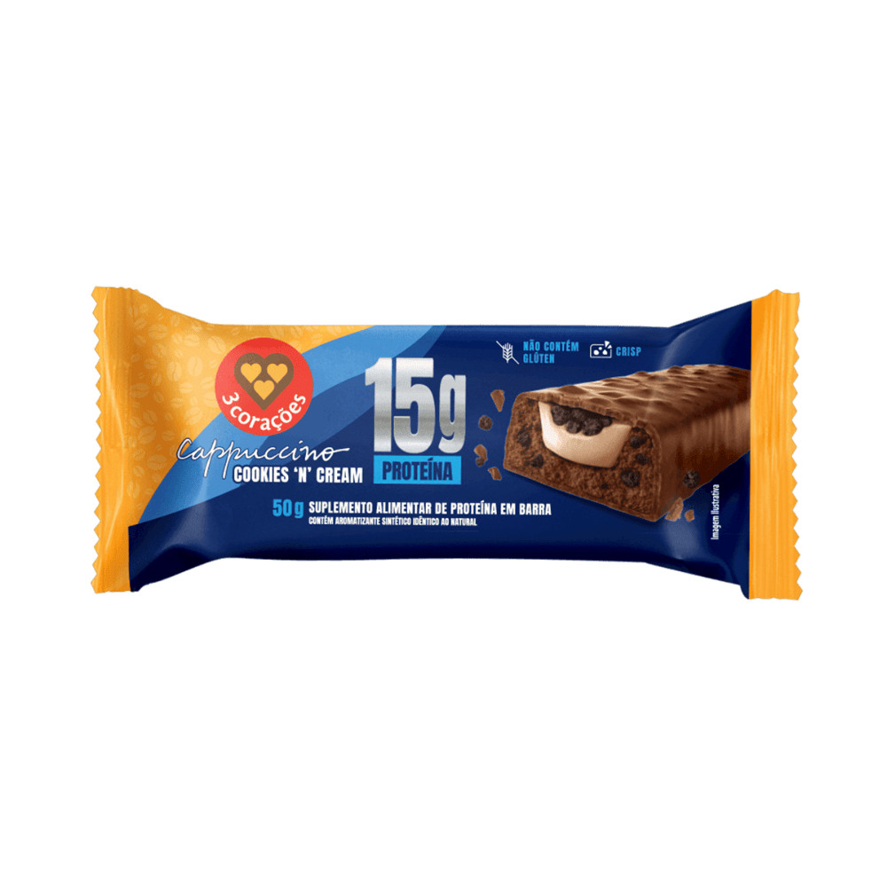 3 Corações Barra de Proteina Cappuccino Cookies ´N´ Cream 50g