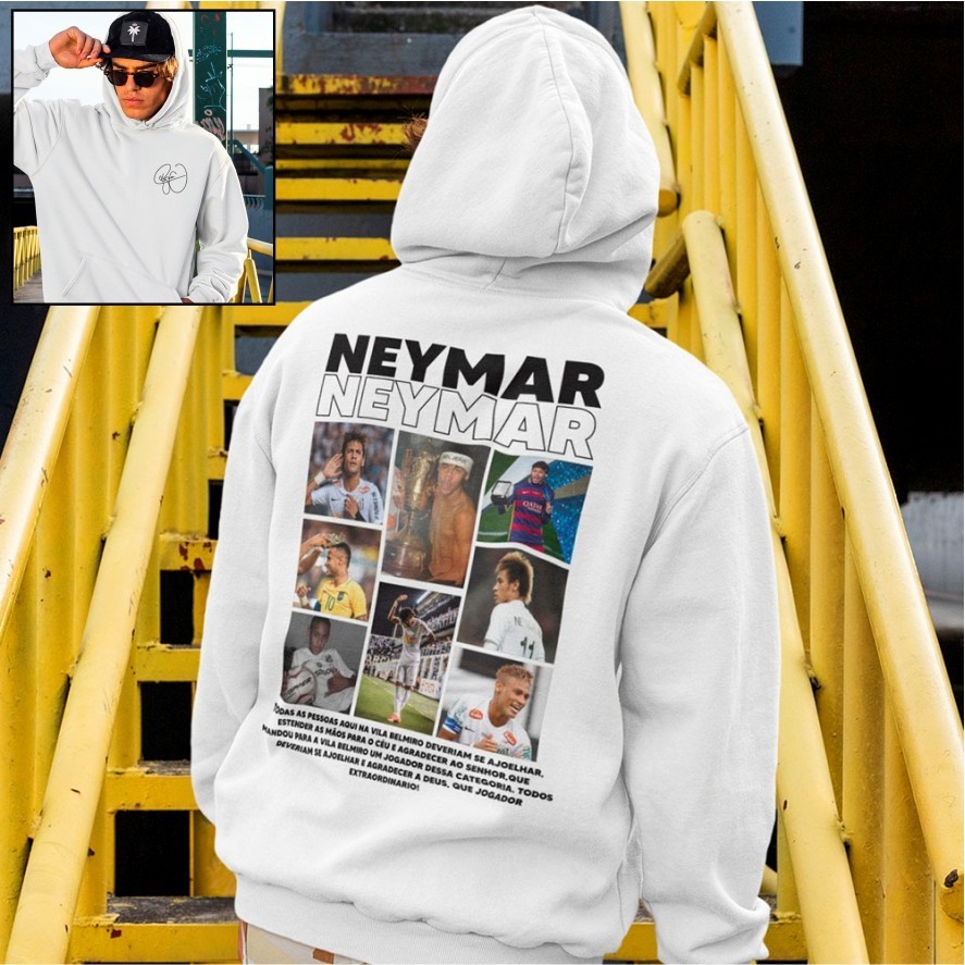 Moletom Canguru Blusa de Futebol Menino Ney Neymar Casaco Personalizado Blusa De Frio Frase Flanelado