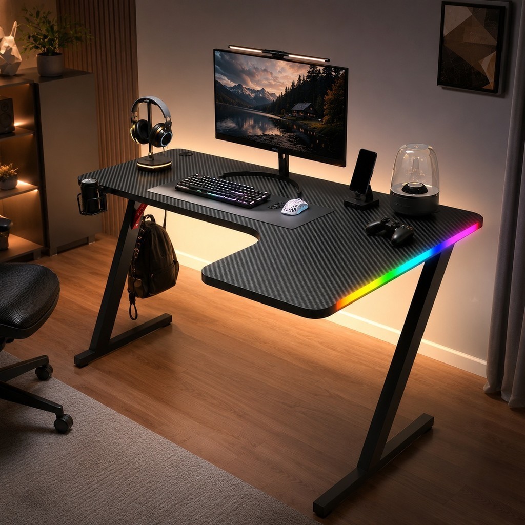 Mesa para Computador Gamer RGB LED Setup Profissional Grande DELTA-M1601H