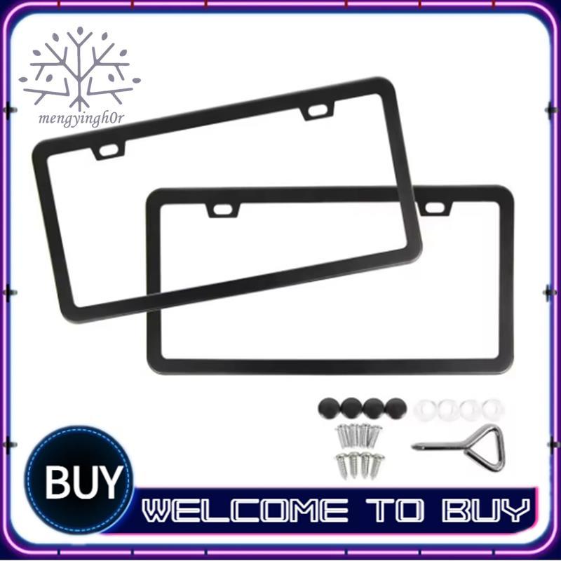Quadro De Placa De Licença Dos Eua De Aço Inoxidável Preto Resistente 2 Unidades Para Automóveis