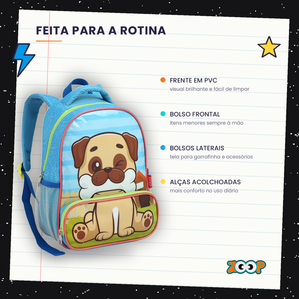 Mochila Infantil Escolar Seanite Zoop 13" Bichinhos — imagem 2 de 2