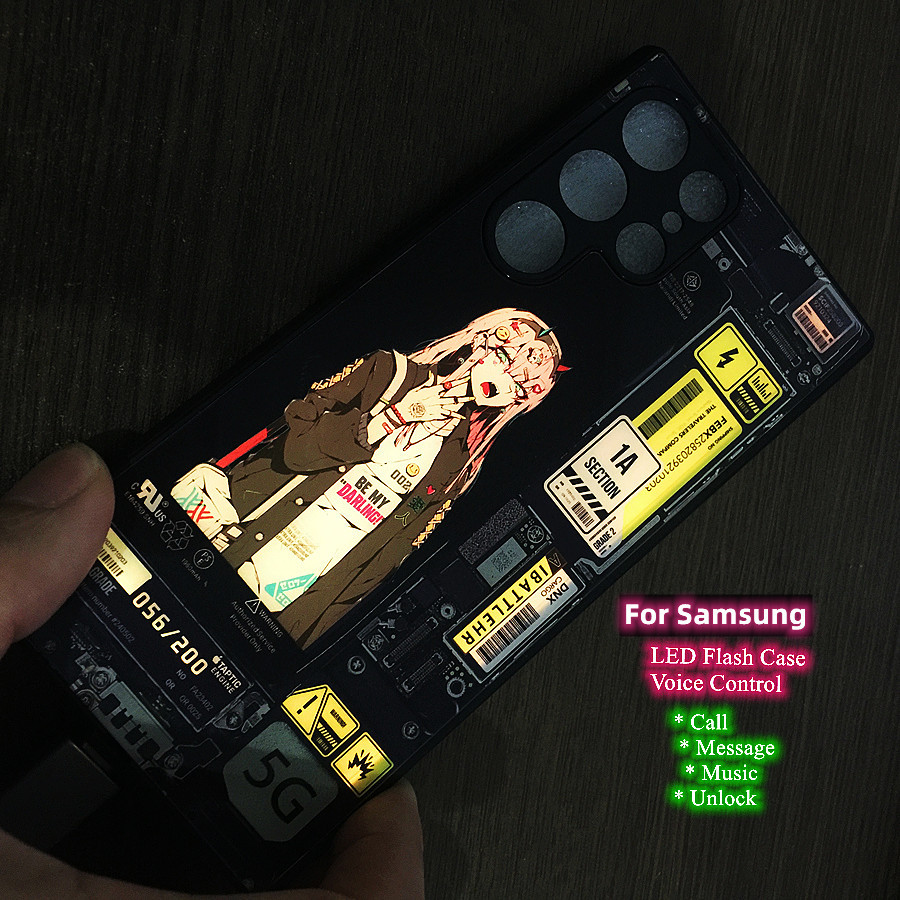 Anime Menina LED Luminoso Caso De Telefone Para Samsung Galaxy A57 A27 A17 A55 S