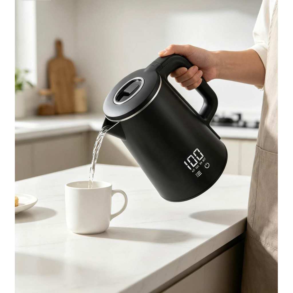 Chaleira Elétrica 1,8L 1500W com Controle de Temperatura, Display LED e Desligamento Automático 127V/220V