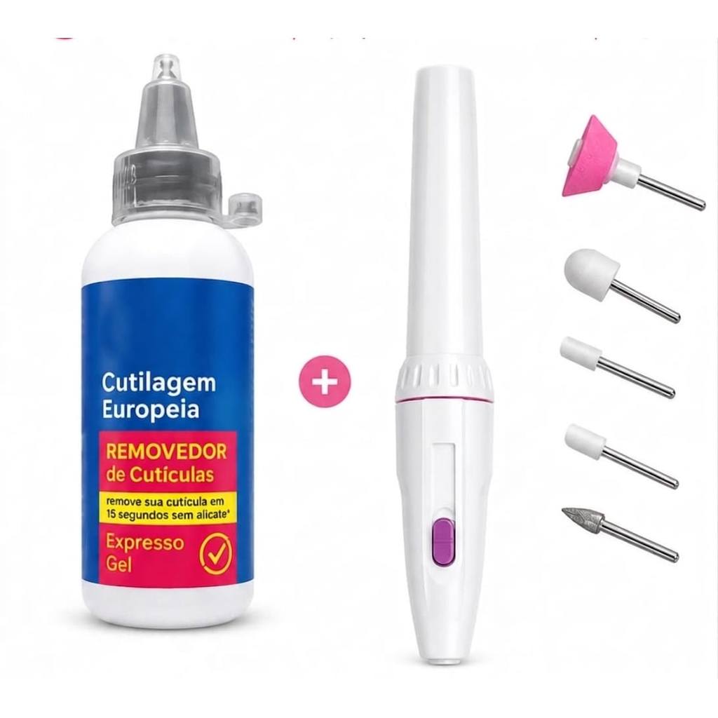 Kit Lixador Elétrico De Unhas + Removedor De Cutículas Cora
