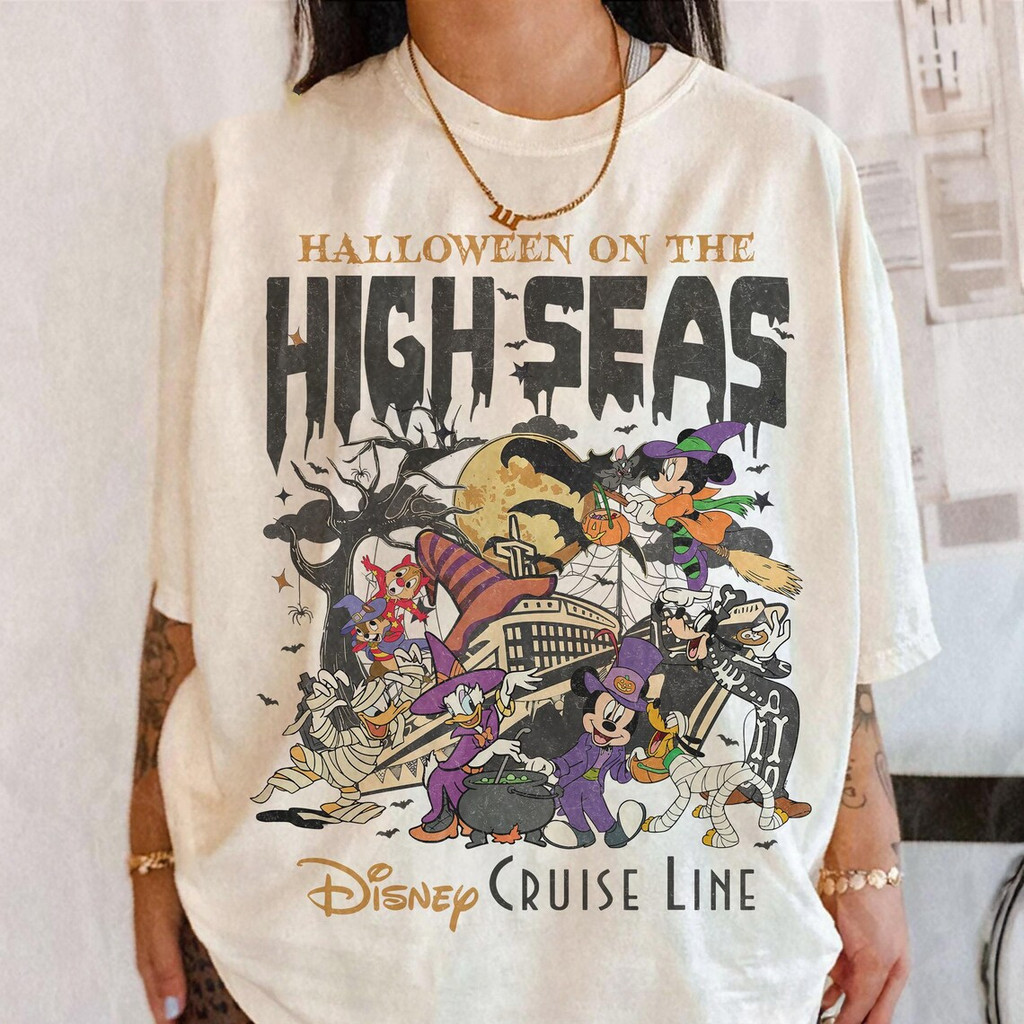 Camiseta Masculina Feminina Personagens Disney Cruzeiro Halloween Anime T‑shirt Unissex Streetwear Envio Imediato