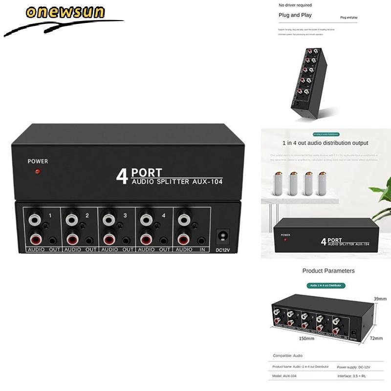 RCA Aux Audio Switcher 4 Em 1 Out Seletor De Áudio Estéreo 4X1 3.5mm L/R Caixa De Interruptor Analógico , B