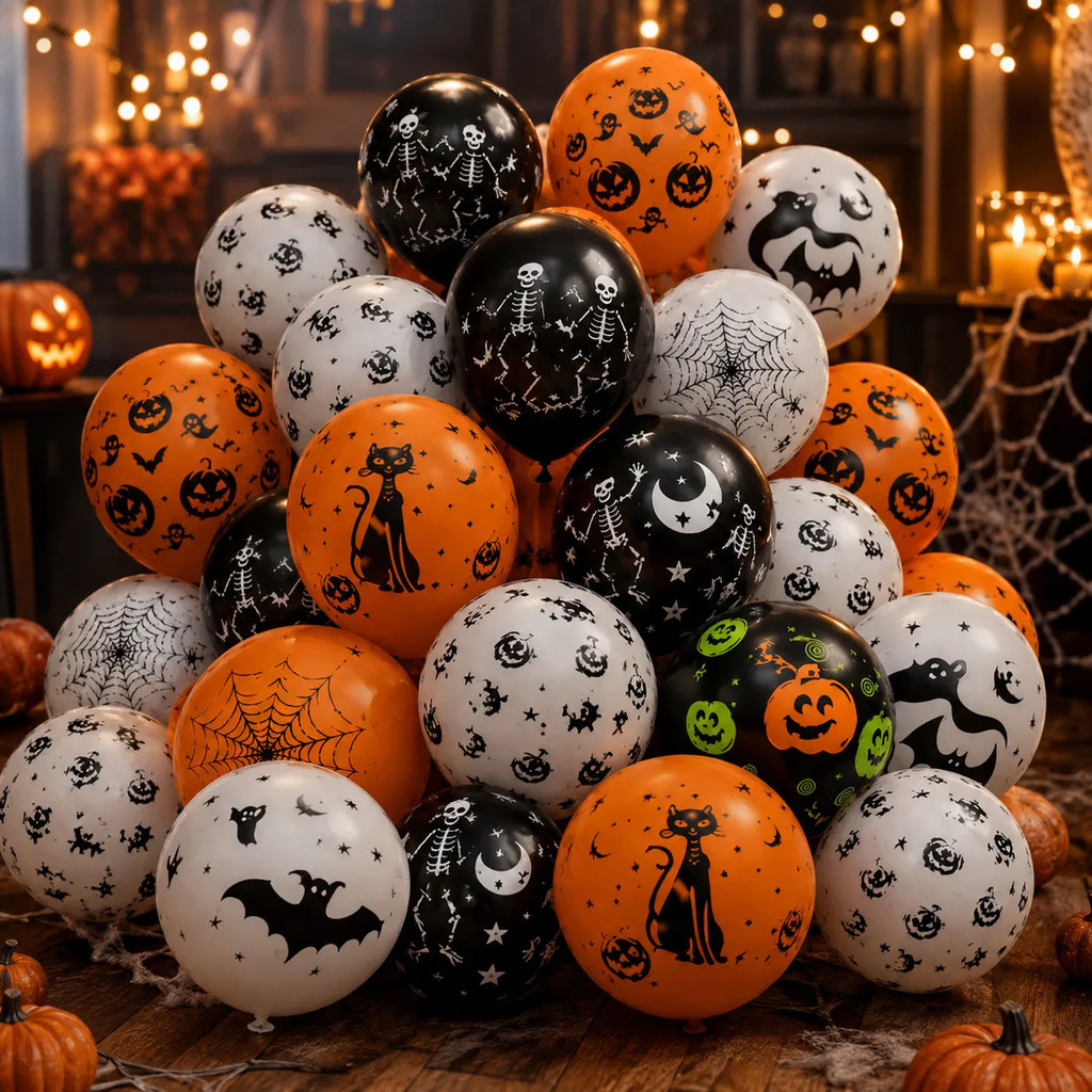 Kit 50 Balões Bexiga Halloween Estampados Sortidos Festas