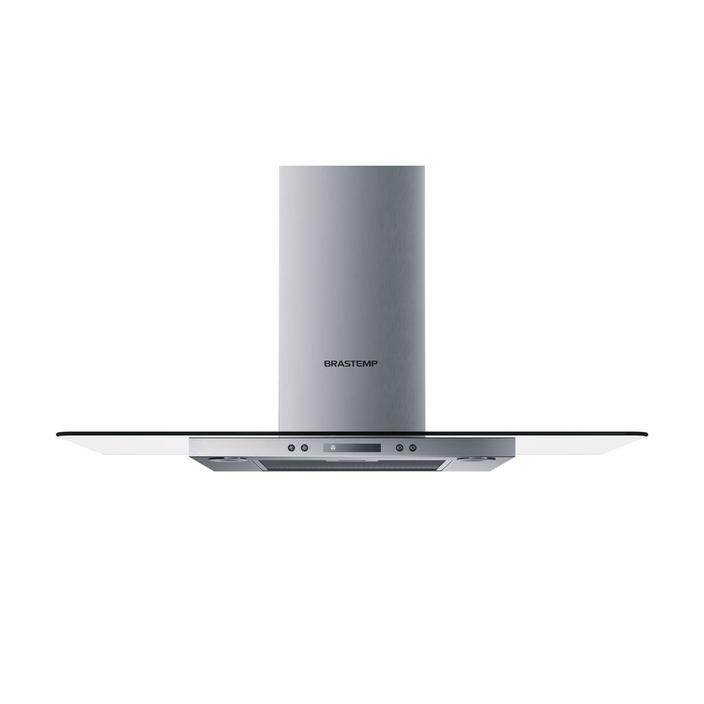 Coifa Vidro Plano Parede Brastemp 90cm Inox - BAP90AR