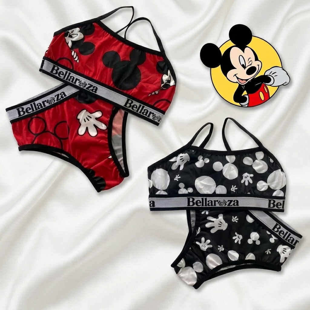 Kit 2 Conjuntos Menina Moça Infantil Juvenil Pré Adolescente Calcinha e Top Sutiã Verão Estampado