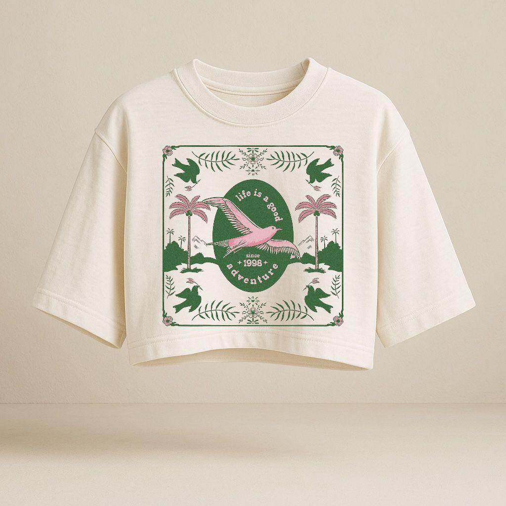 Cropped Over Sized Look Feminino Estampado Estiloso Tendencia