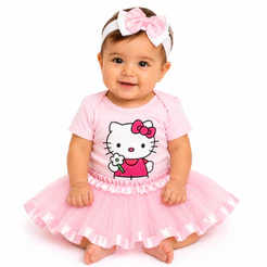 Body Bebê Infantil Menina Mêsversário Temático Hello Kitty Super Confortável Linha Premium