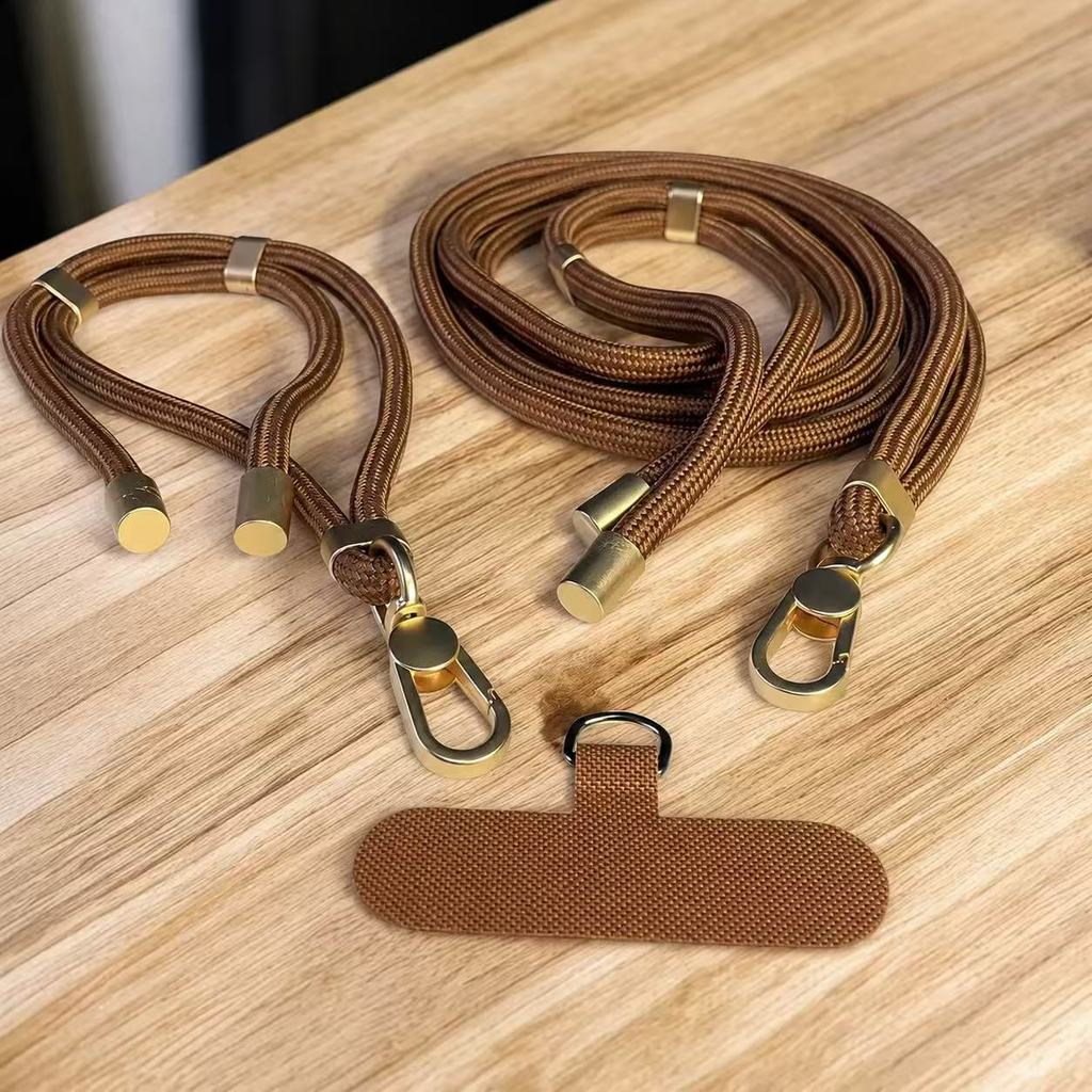 Kit Cordão para Celular 2 em 1 Pescoço Pulso Ajustável Universal Metal Dourado Alça Anti Furto Cordinha Premium